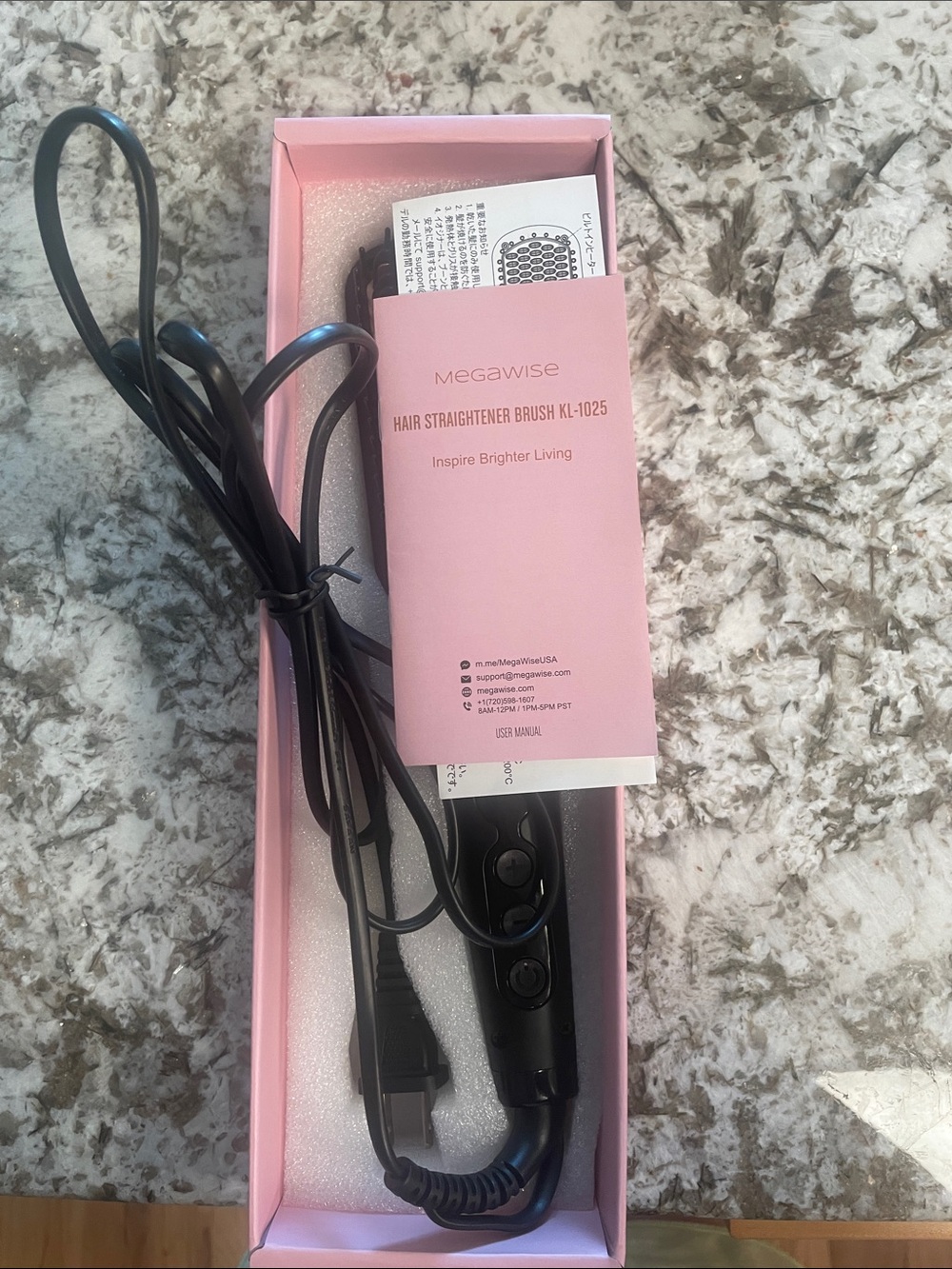 Mega wise Pink Hair Straightener Brush - Women Hair Styling hot